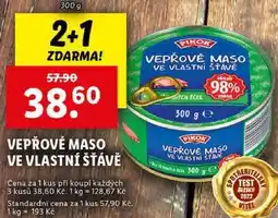 Lidl VEPŘOVÉ MASO VE VLASTNÍ ŠŤAVĚ, 300 g nabídka