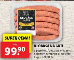 Lidl KLOBÁSA NA GRIL, 500 g nabídka