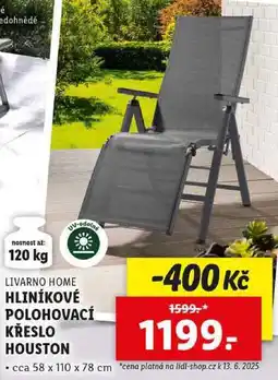 Lidl HLINÍKOVÉ POLOHOVACÍ KŘESLO HOUSTON nabídka