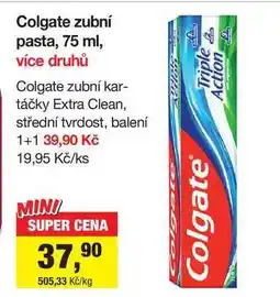 Šlak Colgate zubní kartáčky Extra Clean, střední tvrdost, balení 1+1 nabídka