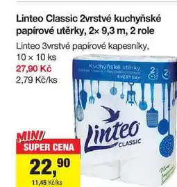 Šlak Linteo Classic 2vrstvé kuchyňské papírové utěrky, 2x 9,3 m, 2 role nabídka