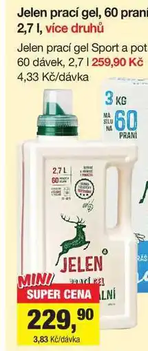 Šlak Jelen prací gel, 60 prani 2,7l nabídka