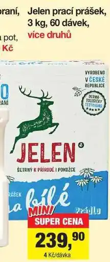 Šlak Jelen prací prášek, 3 kg, 60 dávek nabídka