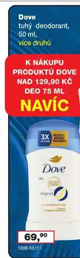 Ráj drogerie Dove tuhý antiperspirant deodorant, vybrané druhy 50ml nabídka