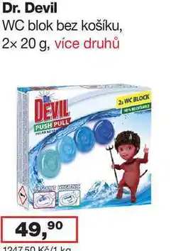Ráj drogerie Dr. Devil WC blok bez košíku, 2x 20 g, více druhů nabídka