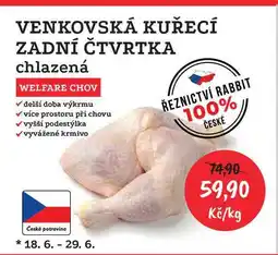 RABBIT řeznictví Venkovské Kuřecí zadní čtvrtky 1 kg nabídka
