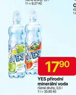 Hruška YES přírodní minerální voda různé druhy, 0,5l nabídka