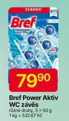 Hruška Bref Power Aktiv WC závěs různé druhy, 3 x 50 g 1 kg = 532.67 Kč nabídka