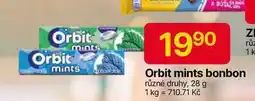 Hruška Orbit mints bonbon různé druhy, 28 g nabídka
