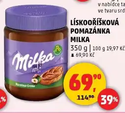 Penny Market LÍSKOOŘÍŠKOVÁ POMAZÁNKA MILKA nabídka