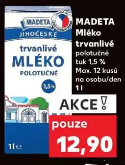 Kaufland MADETA Mléko trvanlivé polotučné 1,5% nabídka