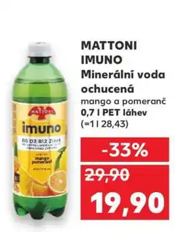 Kaufland MATTONI IMUNO Minerální voda ochucená mango a pomeranč nabídka