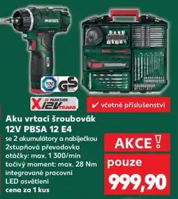 Kaufland Aku vrtačí šroubovák 12V PBSA 12 E4 nabídka