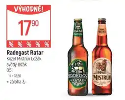 Globus Radegast Ratar Kozel Mistrův Ležák světlý ležák 0,5 l nabídka