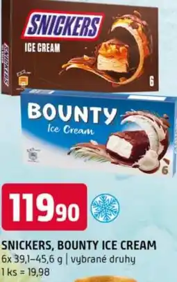Terno Snickers, bounty ice cream nabídka