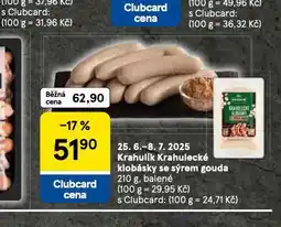 Tesco Krahulecké klobásky se sýrem gouda nabídka