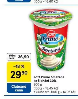 Tesco Zott primo smetana ke šlehání nabídka