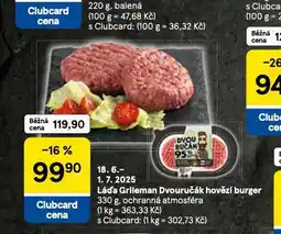 Tesco Dvouručák hovězí burger nabídka