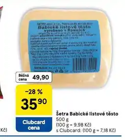 Tesco Šetra babické listové těsto nabídka