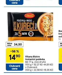 Tesco Vitana bistro instantní polévka nabídka