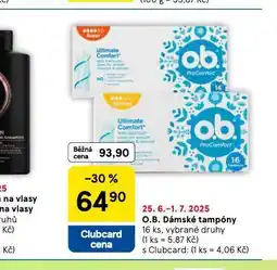 Tesco O.b. tampony nabídka