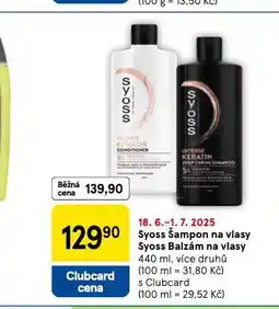Tesco Syoss šampon na vlasy nabídka