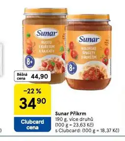 Tesco Sunar příkrm nabídka