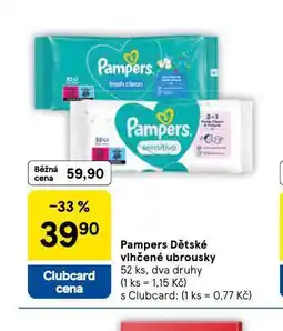 Tesco Pampers dětské vlhčené ubrousky nabídka