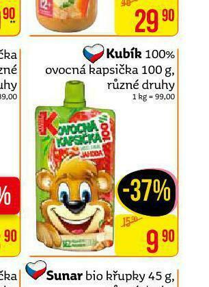 Teta Kubík 100% ovocná kapsička nabídka
