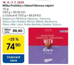 Tesco Milka Pralinky s lískovoříškovou náplní nabídka