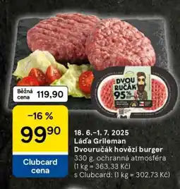 Tesco Láďa Grileman Dvouručák hovězí burger nabídka