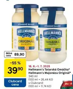 Tesco Hellmann's Tatarská omáčka Hellmann's Majonéza originál nabídka