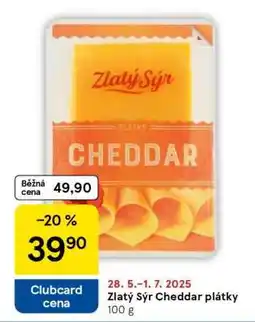 Tesco Zlatý sýr Cheddar plátky nabídka