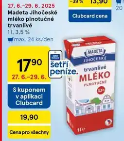 Tesco Madeta Jihočeské mléko plnotučné trvanlivé nabídka