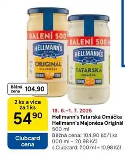 Tesco Hellmann's Tatarská omáčka Hellmann's Majonéza originál nabídka