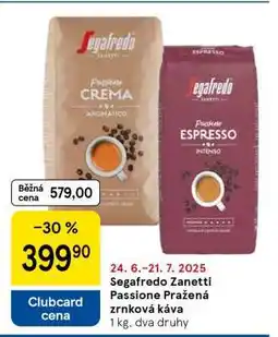 Tesco Segafredo Zanetti Passione Pražená zrnková káva nabídka