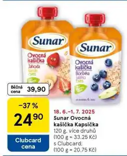 Tesco Sunar Ovocná kašička Kapsička nabídka