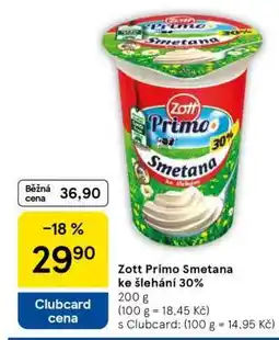 Tesco ZOTT PRIMO Smetana ke šlehání 30% nabídka