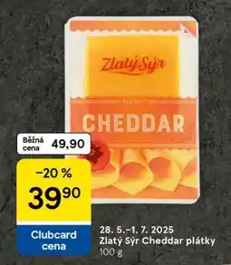 Tesco Zlatý sýr Cheddar plátky nabídka