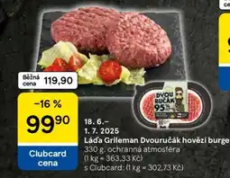 Tesco Láďa Grileman Dvouručák hovězí burger nabídka