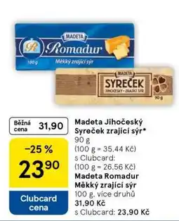 Tesco Madeta Jihočeský Syreček zrající sýr nabídka