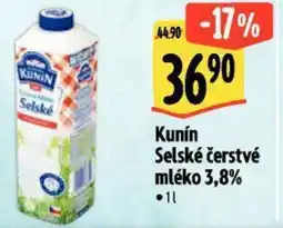 Albert Kunín Selské čerstvé mléko 3,8% nabídka