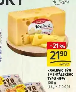 Flop KRALEVIC SÝR EMENTÁLSKÉHO TYPU 45% 100g nabídka