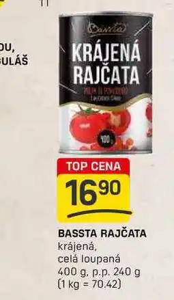 Flop BASSTA RAJČATA krájená. celá loupaná 400 g. p.p. 240 g nabídka