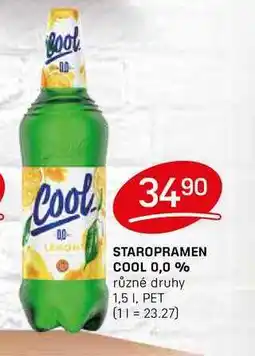 Flop STAROPRAMEN COOL 0,0 % různé druhy 1,5 1, PET nabídka
