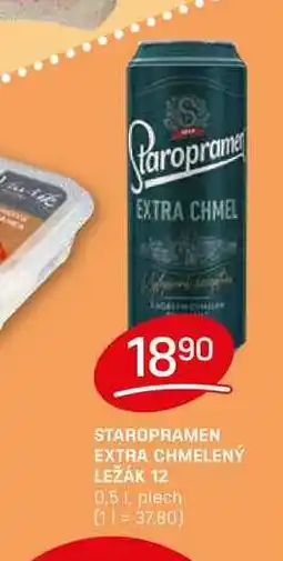 Flop STAROPRAMEN EXTRA CHMELENÝ LEŽÁK 12 0,5l, plech nabídka