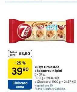Tesco 7Days Croissant s kakaovou náplní, 5x 37 g nabídka