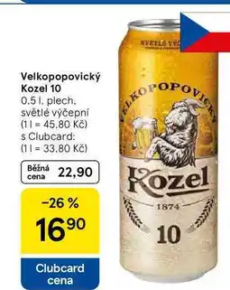 Tesco Velkopopovický Kozel 10, 0,5 l, plech nabídka