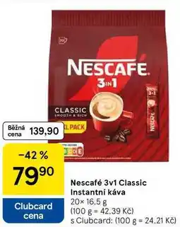 Tesco Nescafé 3v1 Classic Instantní káva, 20x 16.5 g nabídka