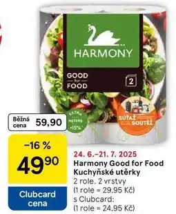 Tesco Harmony Good for Food Kuchyňské utěrky, 2 role, 2 vrstvy nabídka
